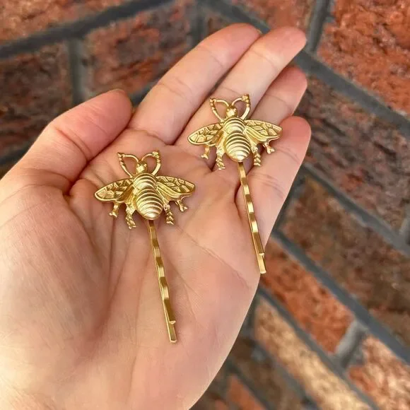 Free People Beehive Matt Gold Hair 2 Barrettes - Picture 4 of 9